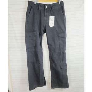 Zara Black Wide-Leg Flare Cargo Jeans